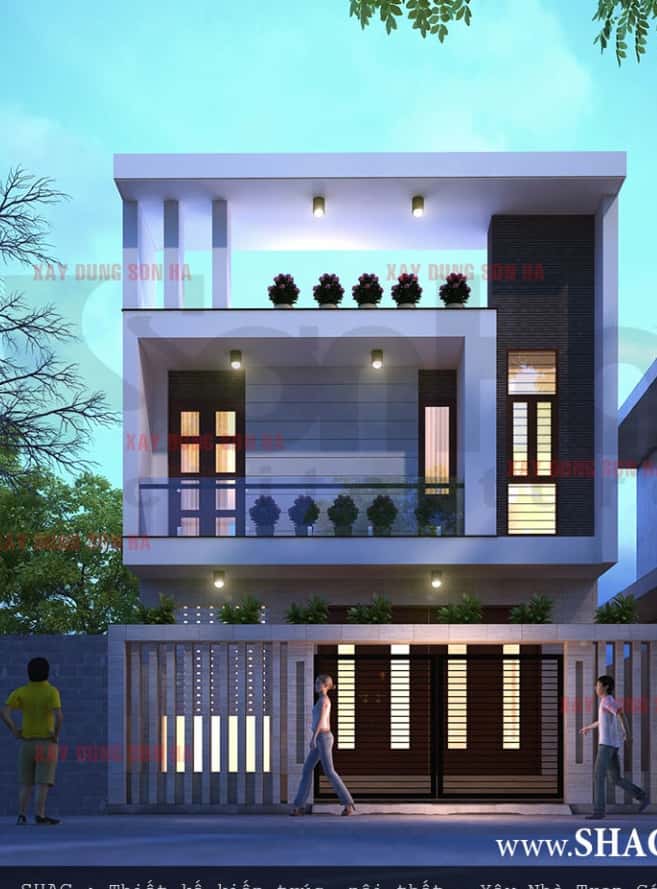 Tư vấn thiết kế nhà 2 tầng hiện đại diện tích 6x10m kien truc nha ong 2 tang nod 0080 nha mat tien 6m dep - Tư vấn thiết kế nhà 2 tầng hiện đại diện tích 6x10m