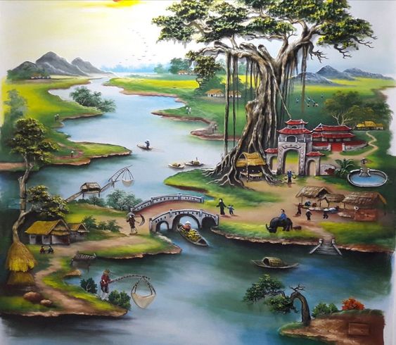 Tranh đồng quê đẹp tranh dong que 1 - Tranh đồng quê đẹp