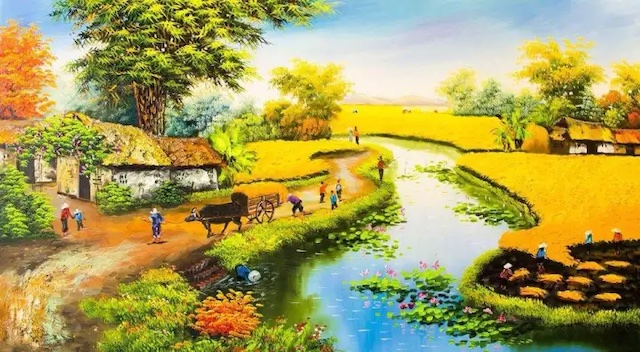 Tranh đồng quê đẹp ve tranh dong que treo tuong copy - Tranh đồng quê đẹp