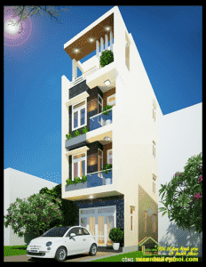 nha 3 tang 1 tum anh nha ong 3 tang 1 tum mat tien 4m dep thiet ke hien dai 232x300 - Thiết kế Nh&agrave; 4 tầng k&iacute;ch thước 5,35 x 9,4 m