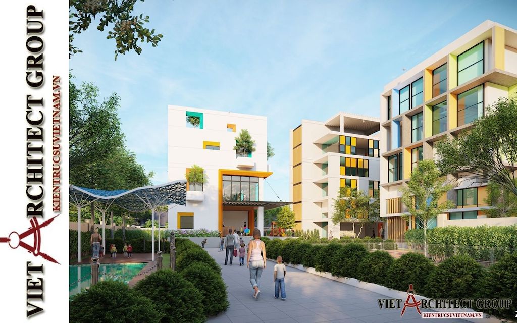 thiet ke truong mam non viet architect group 2021 3 - Dự án thiết kế tổ hợp trường mầm non - trung tâm ngoại ngữ An Bình
