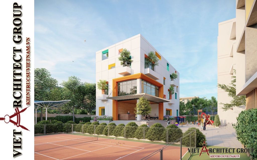thiet ke truong mam non viet architect group 2021 5 - Dự án thiết kế tổ hợp trường mầm non - trung tâm ngoại ngữ An Bình