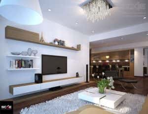 Tư vấn thiết kế nội thất chung cư 67m2 thiet ke noi that phong khach 300x231 - Tư vấn thiết kế nội thất chung cư 67m2