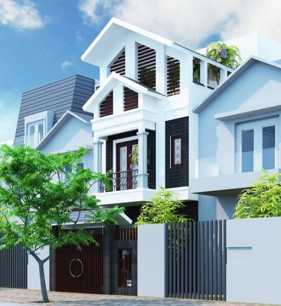 goc view nga cua mau nha ong 3 tang mai thai 551x600 - Khám phá bản thiết kế nhà 3 tầng 5x15m đẹp