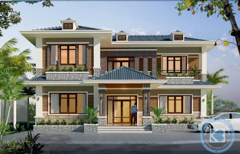 biet thu 2 tang mai doc hien dai e1594087586122 800x512 - Mẫu biệt thự 2 tầng mini đẹp anh Hồng ở Thổ Tang, Vĩnh Phúc