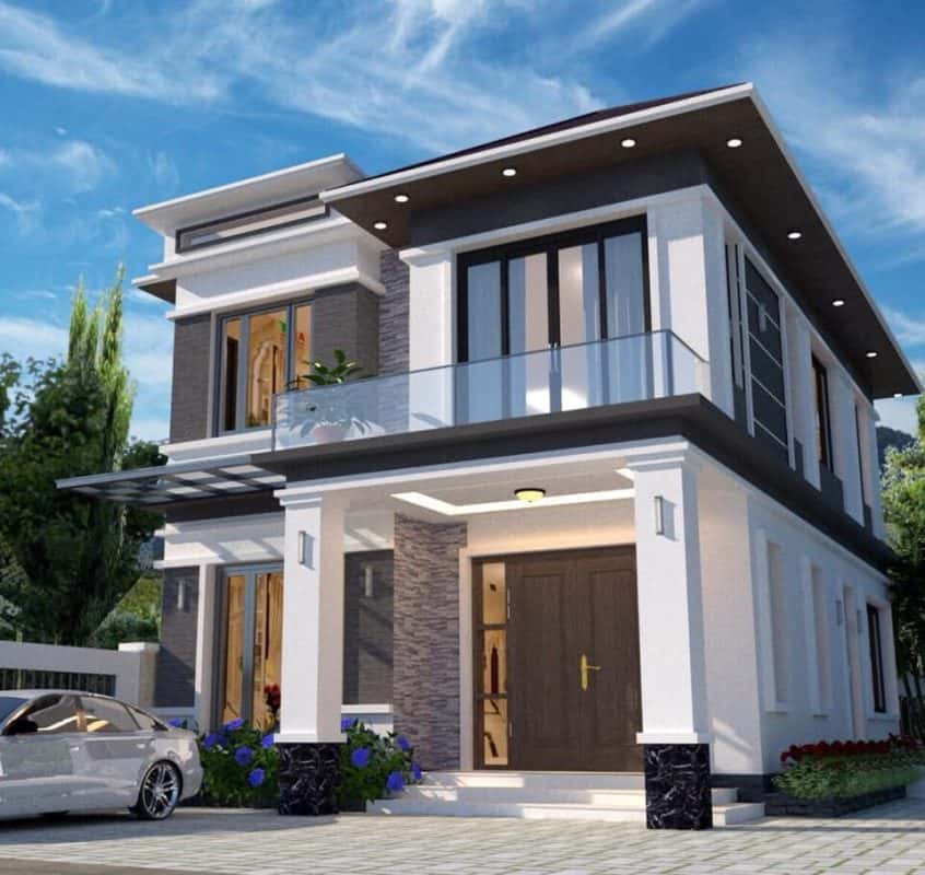 biet thu 2 tang hien dai 001 1 846x800 - Công trình biệt thự 2 tầng kiến trúc thiết kế hiện đại đẹp