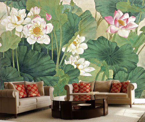 ve tranh tuong hoa sen 3 - Vẽ tranh tường hoa đẹp ấn tượng