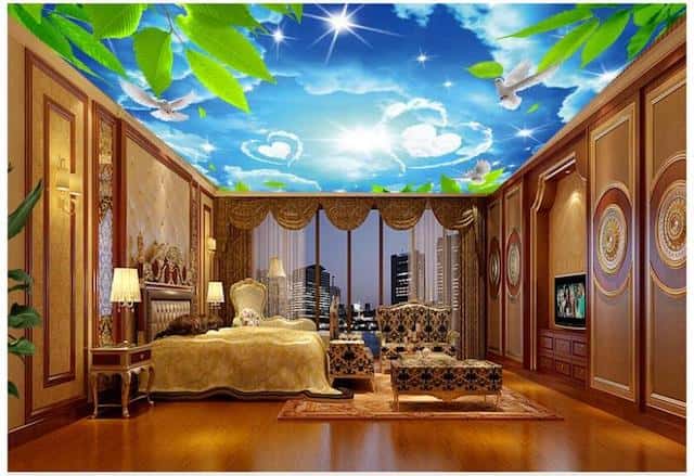 ve tran may dep 8 - Vẽ trần mây 3d đẹp phòng khách sống động cam kết chất lượng và tiến độ