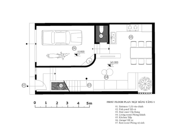 nha dep Floor plan 1 - Waterfall house - Nh&agrave; th&aacute;c nước | V+ Studio