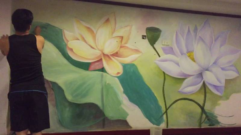 ve tranh tuong hoa sen dep 5 - Vẽ tranh tường tại Thái Nguyên