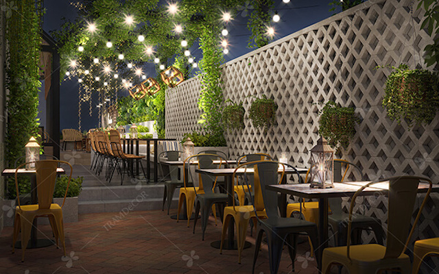 thiet ke quan cafe san vuon 3 - Thiết kế quán cafe sân vườn hiện đại đẹp hút khách với không gian ấn tượng