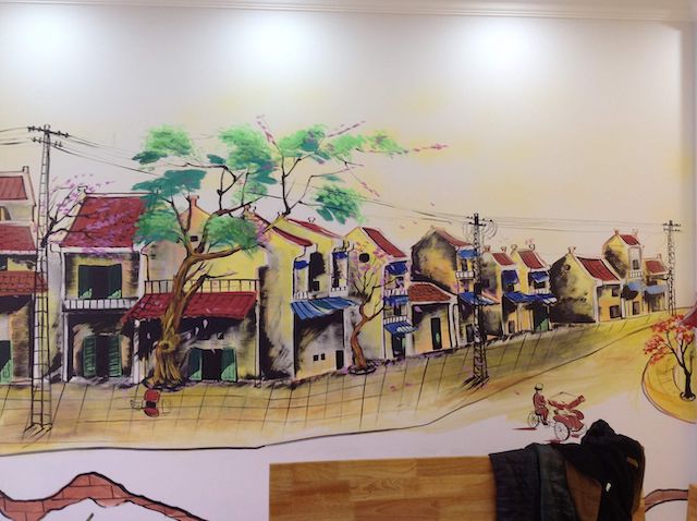 tranh tuong pho co 2 - Vẽ tranh tường phố cổ quán cafe, nhà hàng, khách sạn