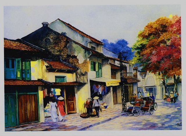 tranh tuong pho co - Vẽ tranh tường phố cổ quán cafe, nhà hàng, khách sạn