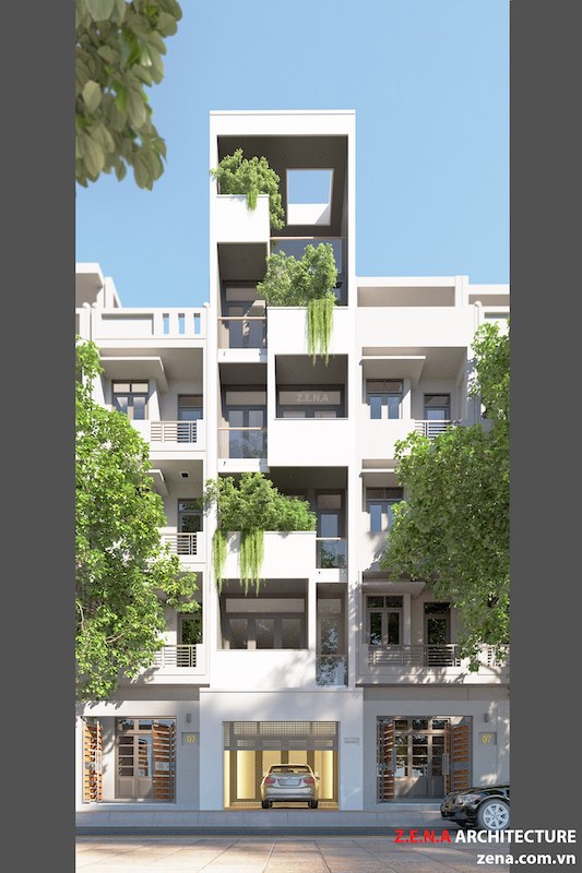 nha pho dep 1 - Dự án thiết kế nhà phố có thang máy với 6 tầng kiến trúc hiện đại