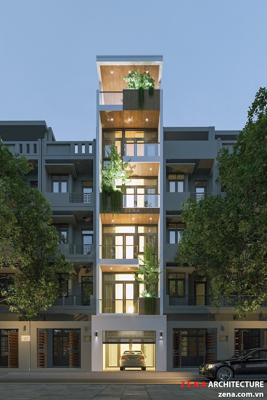 nha pho hien dai 5 tang tum - Dự án thiết kế nhà phố có thang máy với 6 tầng kiến trúc hiện đại