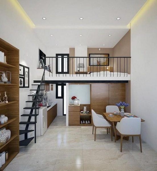 thiet ke gac lung 552x600 - Những kiểu nhà thiết kế gác lửng độc và lạ