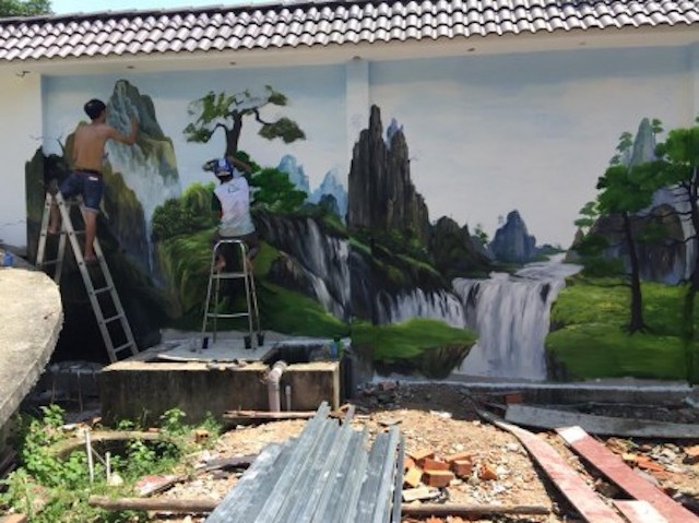 ve tranh tuong san vuon 1a - Hoạ sĩ vẽ tranh tường sân vườn đẹp ấn tượng