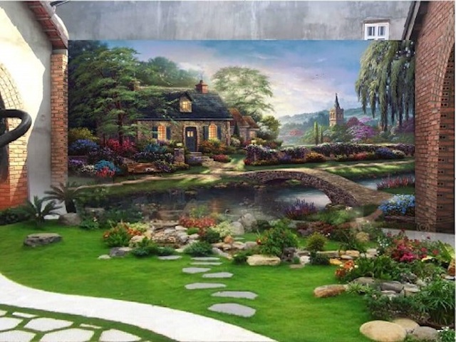 ve tranh tuong san vuon 7 - Hoạ sĩ vẽ tranh tường sân vườn đẹp ấn tượng
