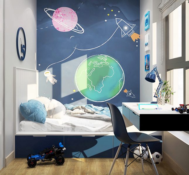 ve tuong cute 646x600 - Hoạ sĩ vẽ tường cute đáng yêu cho bé