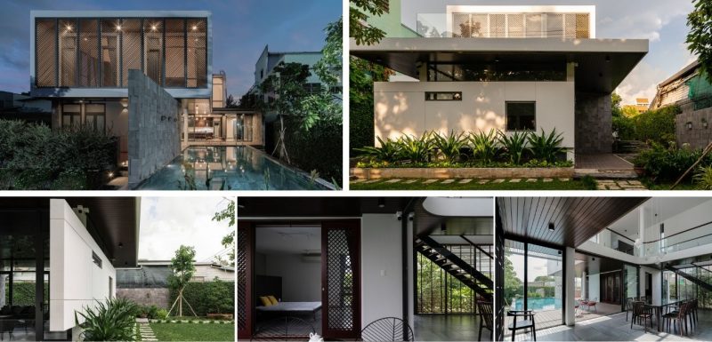 thiet ke biet thu 2 tang hien dai 800x385 - H House / G + Architects: Căn biệt thự 789m2 ở Mỹ Tho thiết kế yên tĩnh và riêng tư