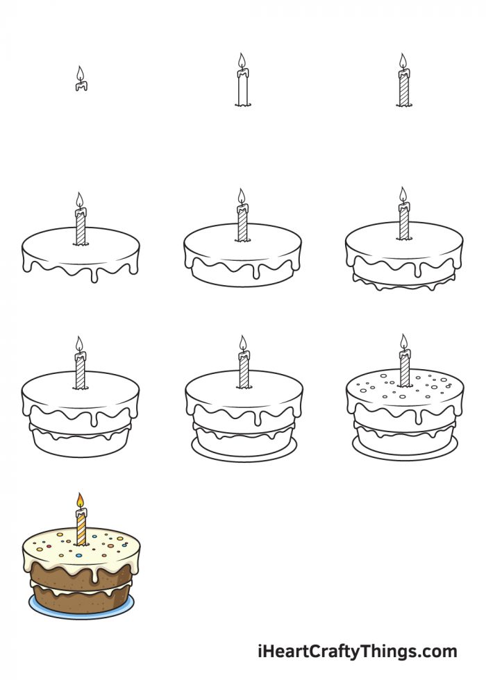 Hãy tưởng tượng bạn có thể tạo ra một chiếc bánh sinh nhật đơn giản đáng yêu như trong hình ảnh. Với sự kết hợp của những gam màu tươi sáng và hình vẽ đơn giản, bạn sẽ thật dễ dàng khi thực hiện nó. Hãy xem hướng dẫn chi tiết trong bức ảnh để trang trí cho người thân của mình một món quà lưu niệm đáng nhớ nhé!