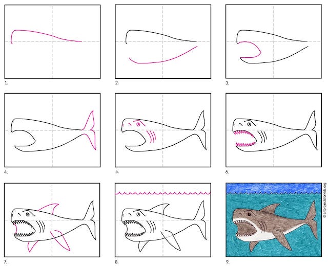 Vẽ con CÁ MẬP đơn giản How to draw a SharkTHƯ VẼ  YouTube