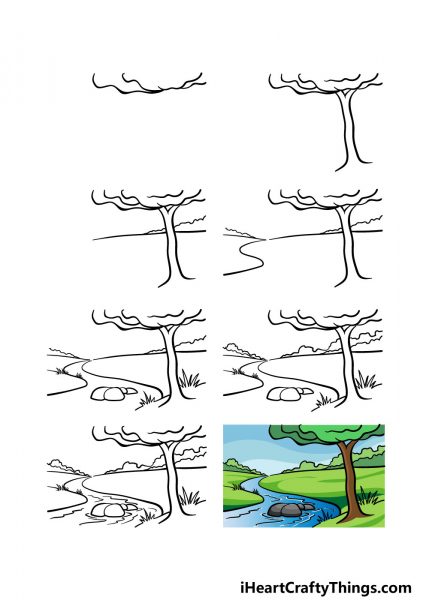 ve dong song 429x600 - Hướng dẫn cách vẽ dòng sông đơn giản với 8 bước cơ bản