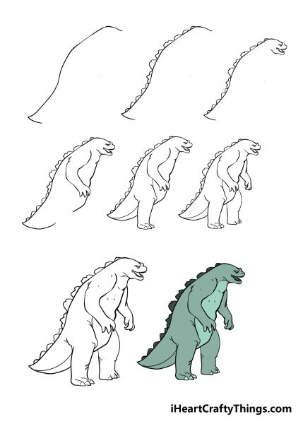 vẽ godzilla