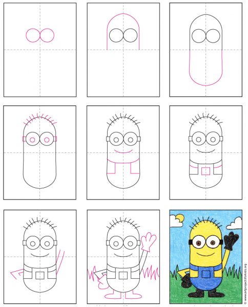 ve minion 484x600 - Hướng dẫn cách vẽ minion đơn giản với 6 bước cơ bản