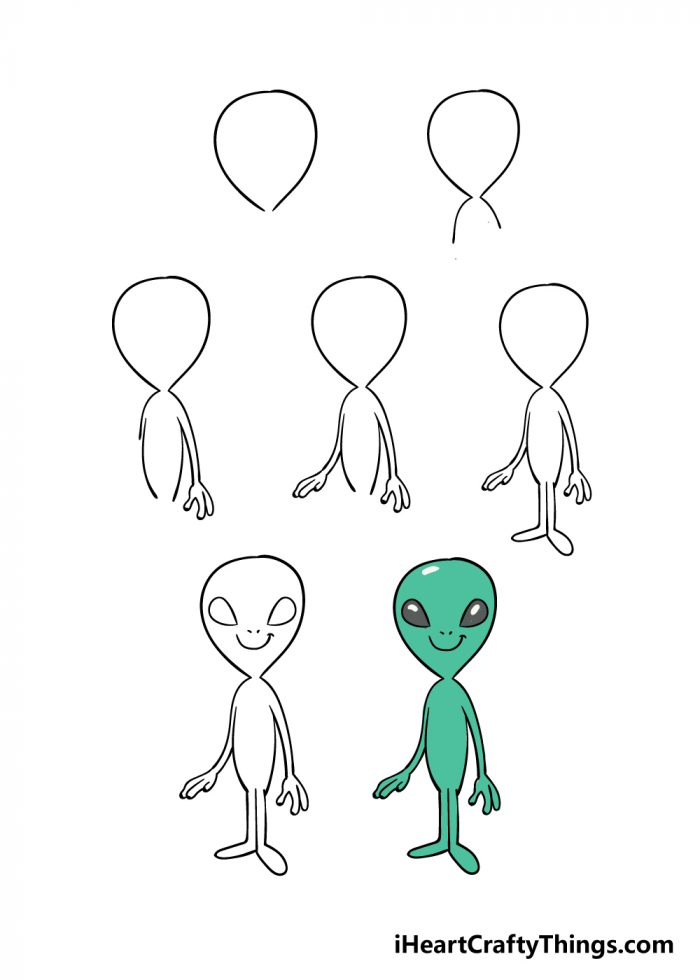 Cách vẽ người ngoài hành tinh đơn giản trong 7 bước dễ dàng