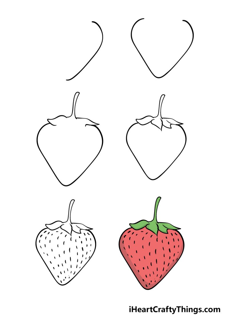 Cách vẽ quả dâu tây đơn giản với 6 bước cơ bản