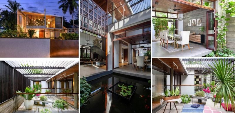thiet ke biet thu 2 tang hien dai 2 800x385 - Căn biệt thự 2 tầng hiện đại không gian mở với sân vườn và hồ cá Koi