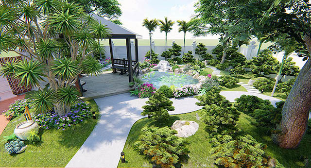 thiet ke san vuon biet thu 002 - Thiết kế sân vườn biệt thự đẹp thi công trọn gói chuyên nghiệp