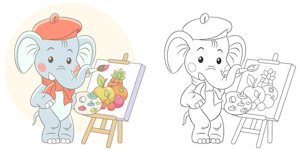 trang to mau chu voi 4 - Tổng hợp 100 mẫu tranh tô màu con vật cho bé chơi học phát triển tư duy
