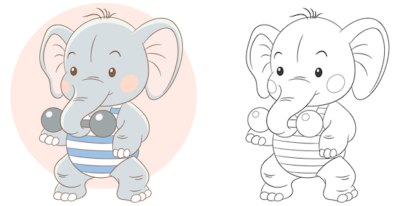 trang to mau chu voi - Tổng hợp 100 mẫu tranh tô màu con vật cho bé chơi học phát triển tư duy