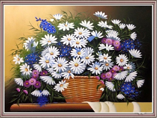 tranh hoa cuc 1 - Tranh hoa cúc đẹp và ấn tượng dùng để trang trí nội thất