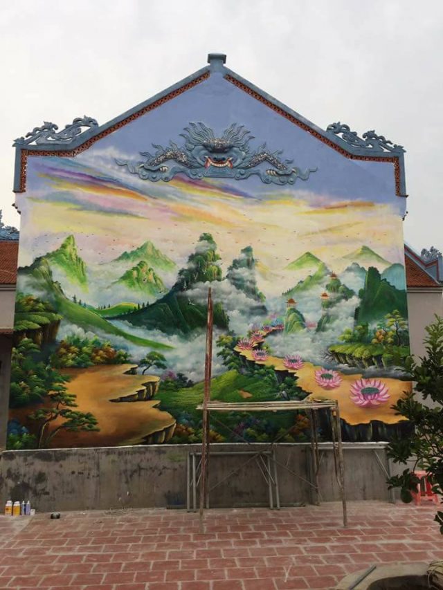 ve tranh tuong chua 2 e1648349176204 - Vẽ tranh tường công trình tâm linh đình chùa miếu nhà thờ ấn tượng