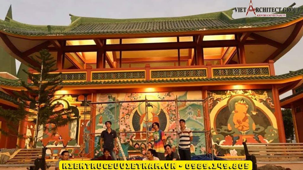 ve tranh tuong dinh chua vag - Vẽ tranh tường công trình tâm linh đình chùa miếu nhà thờ ấn tượng