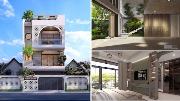 nha pho 3 tang dep hien dai 2022 - Nhà phố 3 tầng đẹp mê hồn, gây ấn tượng với vườn chân mây
